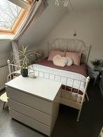 Metalen bedframe Ikea wit 160x200, Huis en Inrichting, Slaapkamer | Bedden, Ophalen, Wit, Tweepersoons, Metaal