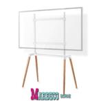 TV Vloerstandaard, TV Standaard, 4-poot, Staal, Hout, Wit, Audio, Tv en Foto, Televisiebeugels, Nedis, Nieuw, Info@marbeco.nl