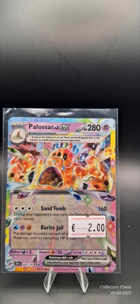 Palossand ex ssp surging sparks 091, Hobby en Vrije tijd, Verzamelkaartspellen | Pokémon, Zo goed als nieuw, Losse kaart, Ophalen of Verzenden