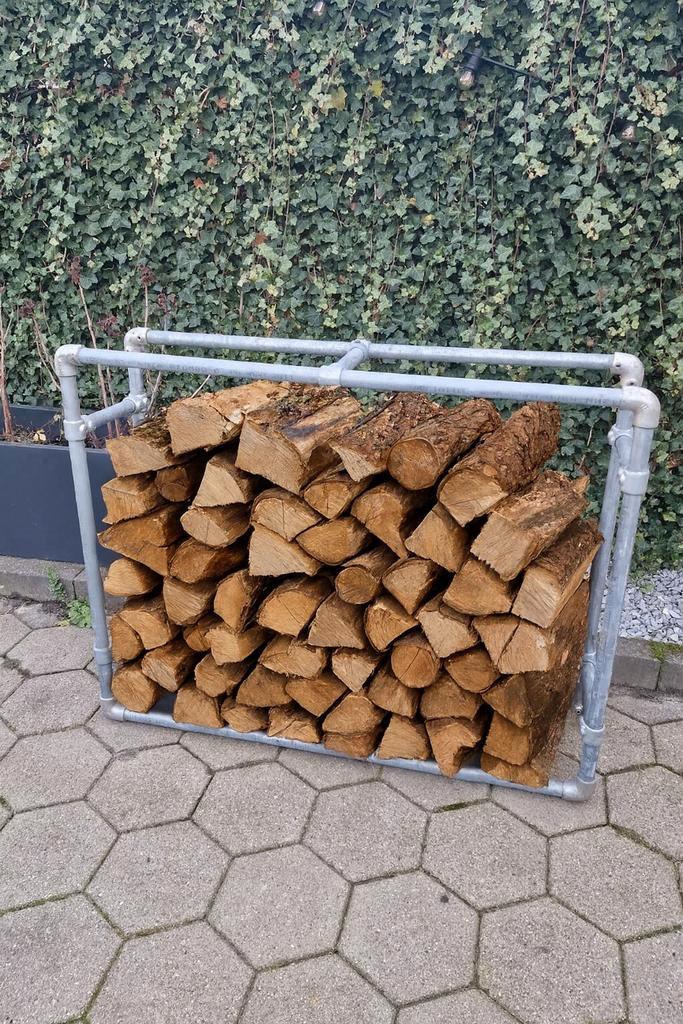 Haardhout openhaardhout opberghok houthok rek steigerbuis, Tuin en Terras, Haardhout, Minder dan 3 m³, Ophalen
