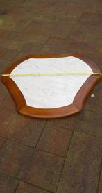 Marmeren tafelblad met massief eiken rand., Overige vormen, Overige materialen, 100 tot 150 cm, 100 tot 150 cm