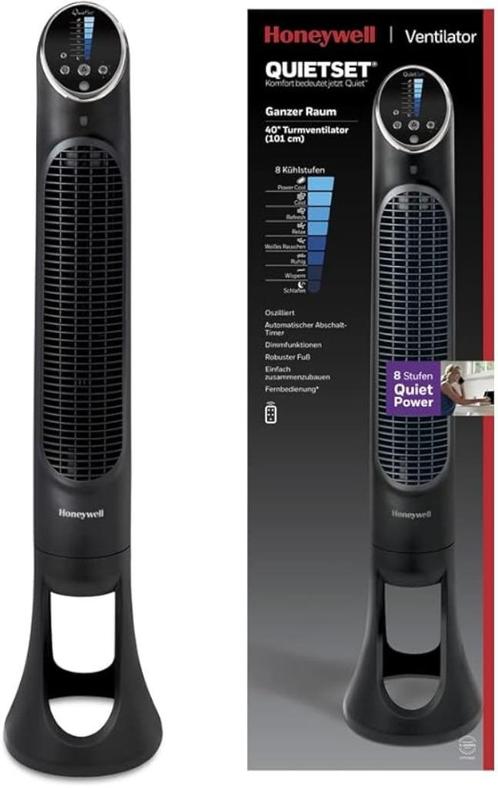 50 % KORTING - HONEYWELL QUIETSET TOWER VAN 120.-VOOR  59.95, Witgoed en Apparatuur, Ventilatoren, Nieuw, Torenventilator, Ventilator met afstandsbediening