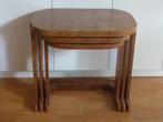 Art Deco, 3 Bijzettafels, 3 Delige Set, Notenhout, tafeltjes, Ophalen of Verzenden