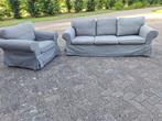 Grijze bank en stoel van ikea Ektorp, Ophalen of Verzenden, Gebruikt, Hout
