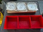 Vintage glazen onderzetters in originele doos, Ophalen of Verzenden