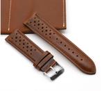 Bruine leren horlogeband horloge band racing diverse maten, Verzenden, Nieuw