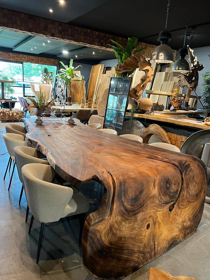 UNIEKE SUAR BOOG TAFEL WATERVAL TAFEL BOOMSTAM TAFELS, Huis en Inrichting, Tafels | Eettafels, Nieuw, 200 cm of meer, Vijf personen of meer