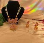 Nieuw Indiase sieraden set 2-delig - parel - rode stenen, Overige materialen, Verstelbaar, Verzenden, Nieuw