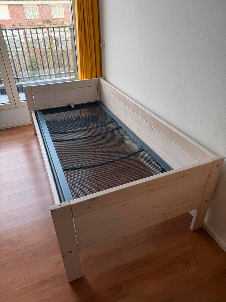 LifeTime White Wash Bed 200cm, Huis en Inrichting, Slaapkamer | Bedden, Gebruikt, Eenpersoons, 90 cm, 200 cm, Hout, Wit, Verstelbaar