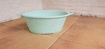 Vintage Mintgroene Kunststof Wastobbe met Handvatten beschikbaar voor biedingen