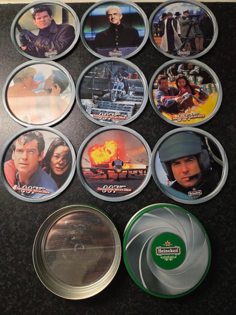 Blik Heineken onderzetters 007 James Bond, Ophalen of Verzenden, Nieuw, Viltje(s), Heineken