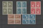 Nederland 1954, NVPH 649 t/m 653, blokken van 4, postfris., Postzegels en Munten, Postzegels | Nederland, Verzenden, Na 1940, Postfris