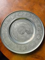 Vintage Tinnen Bord met Gedetailleerde Afbeeldingen, Ophalen of Verzenden