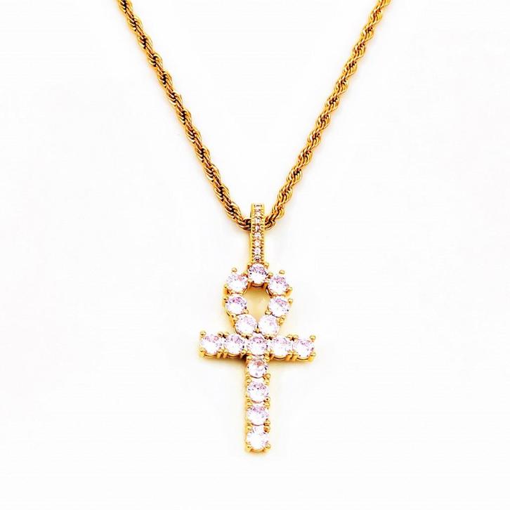 Twisted Koordketting Ketting Egyptische Kruis Ankh Hanger, Sieraden, Tassen en Uiterlijk, Kettingen, Nieuw, Overige materialen