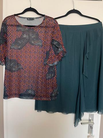 Didi set ; mesh shirt  & rok met rekbare taille maat 42 / 44 beschikbaar voor biedingen