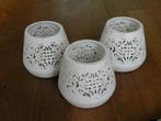 Waxinelichtjes, prachtig model. 3 Stuks., Overige materialen, Wit, Ophalen of Verzenden, Zo goed als nieuw