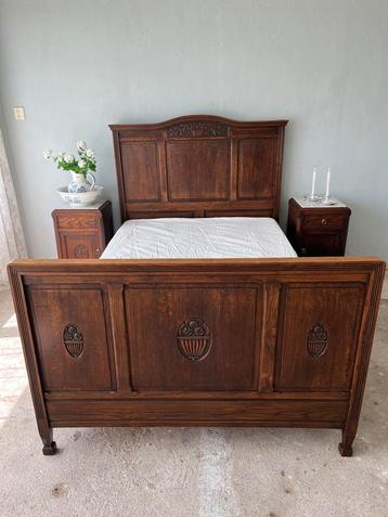 Antiek eiken bed brocante bed twijfelaar meisjesbed beschikbaar voor biedingen