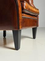 Schapenleren Clubfauteuil Wingback klassiek, Huis en Inrichting, Fauteuils, Ophalen, Gebruikt