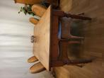 Oudgrenen eettafel met 4 stoelen., Huis en Inrichting, Gebruikt, Vijf personen of meer, 150 tot 200 cm, Rechthoekig