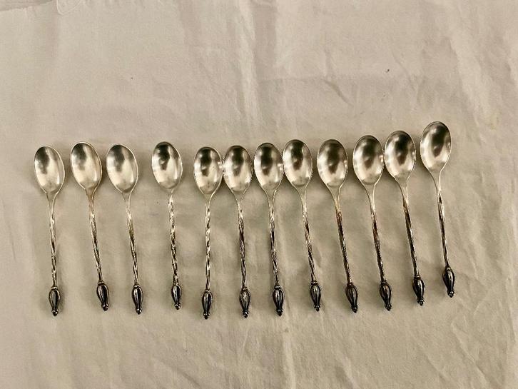 12 ZILVEREN LEPELTJES 835 met keurmerk - WD014, Antiek en Kunst, Antiek | Goud en Zilver, Zilver, Ophalen of Verzenden