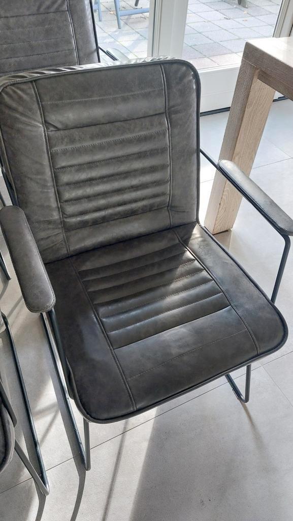 6 grijze stoelen, Huis en Inrichting, Stoelen, Gebruikt, Grijs, Ophalen