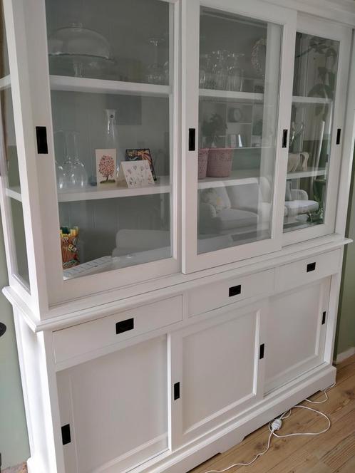 buffetkast landelijk met facetglas erin, Huis en Inrichting, Kasten | Buffetkasten, Gebruikt, 200 cm of meer, 25 tot 50 cm, Glas