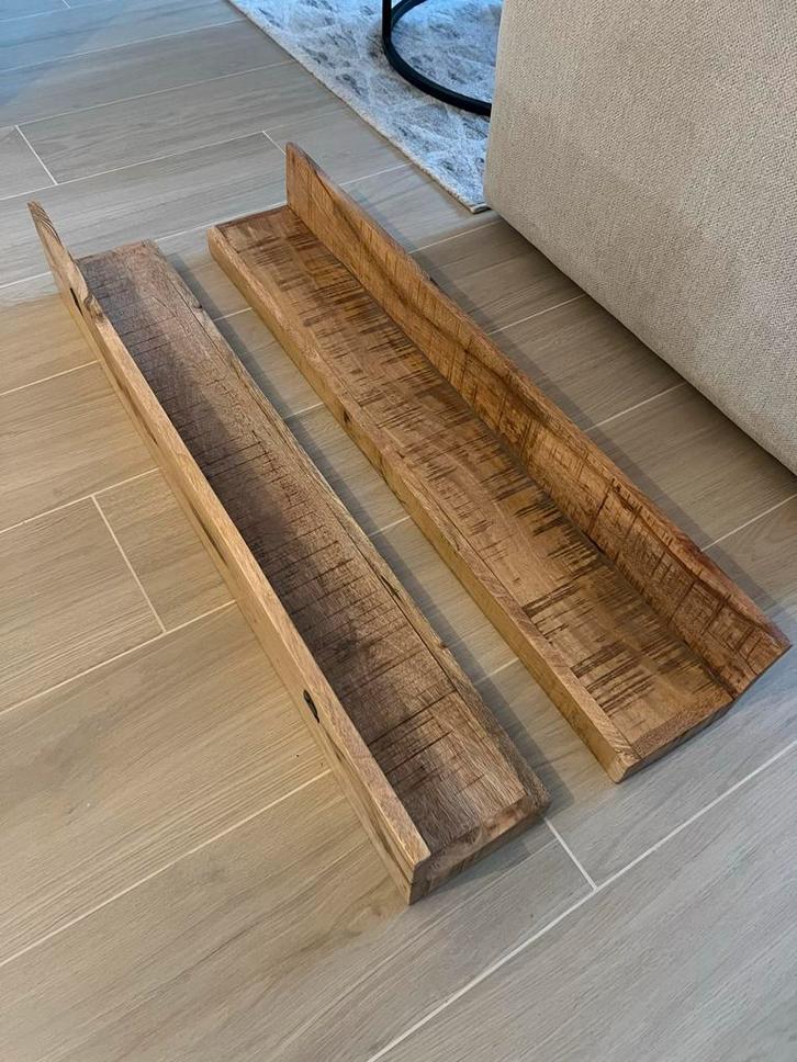 2x Wandplanken Mangohout, Huis en Inrichting, Woonaccessoires | Wandplanken en Boekenplanken, Zo goed als nieuw, Ophalen