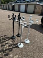 Set van 3 metalen kandelaars - 2 Wit & Zwart, Gebruikt, Wit, Ophalen of Verzenden, Kandelaar