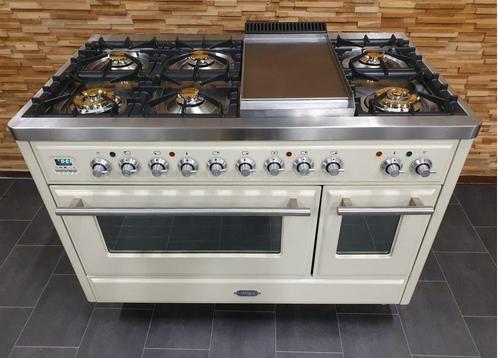 🔥Luxe Boretti Majestic Fornuis 120cm crème + rvs Frytop, Witgoed en Apparatuur, Fornuizen, Zo goed als nieuw, Vrijstaand, Gas