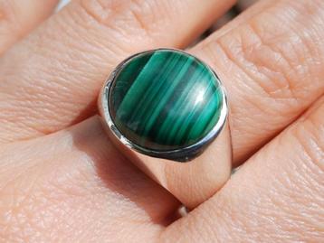 Vanoli 925 zilveren heren ring met malachiet maat 19,75 beschikbaar voor biedingen