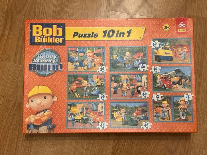 Bob de Bouwer Puzzel - 10 Puzzels in 1 Doos, Hobby en Vrije tijd, Denksport en Puzzels, Zo goed als nieuw, Legpuzzel, Minder dan 500 stukjes