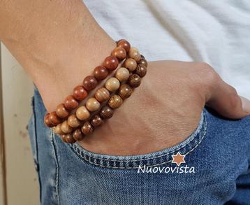 Heren Kralen-Armbanden van écht Hout. Setje van 3 beschikbaar voor biedingen