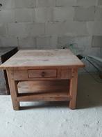 Teakhouten salontafel met 1 laatje., Ophalen, 100 tot 150 cm, 50 tot 100 cm, Minder dan 50 cm