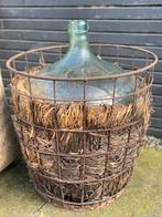 Wijnfles wijn fles gistfles bottelfles draadmand draad mand, Antiek en Kunst, Ophalen