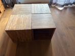 Onbehandeld teakhouten Houten Kubus Tafel/Kastjes Set, Ophalen, 50 tot 75 cm, 50 tot 100 cm, Zo goed als nieuw