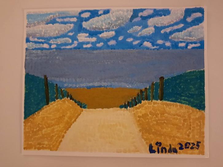 Schilderij: Strandgezicht 25, Antiek en Kunst, Kunst | Schilderijen | Modern, Ophalen of Verzenden