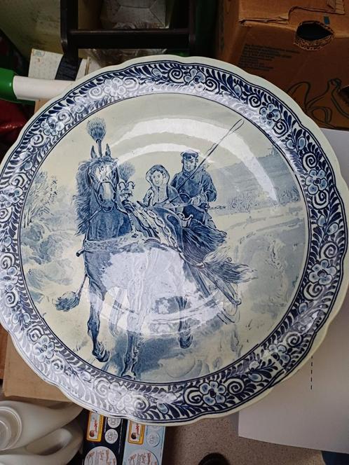 Royal Delft Wandbord - Koets in Winterlandschap, Antiek en Kunst, Antiek | Wandborden en Tegels, Ophalen of Verzenden