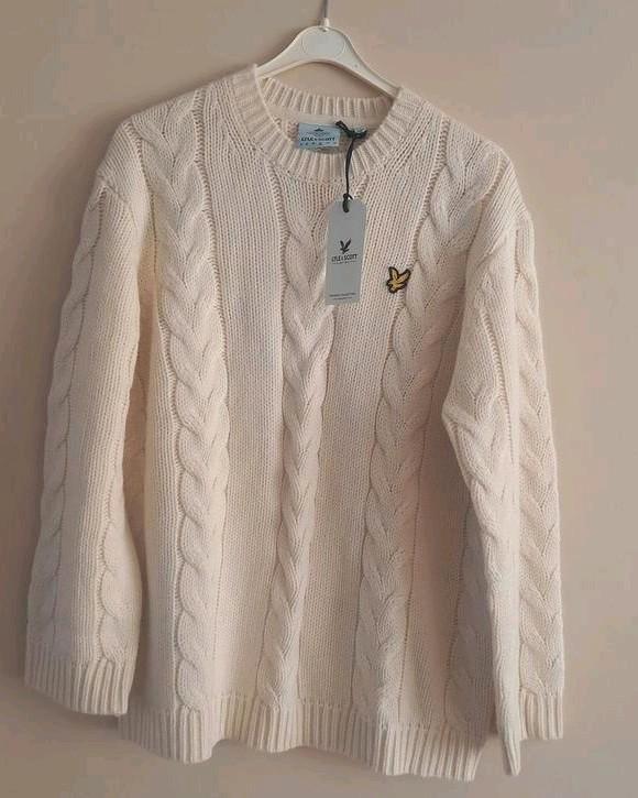 Lyle & Scott gave kabeltrui mt L nieuw, Kleding | Dames, Truien en Vesten, Nieuw, Maat 38/40 (M), Wit, Ophalen of Verzenden