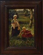 Schilderij bloementje plukken Evert Pieters., Verzenden