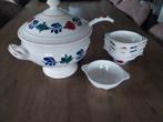 Boerenbont Soepterrine  met 6 soepkommen, Huis en Inrichting, Keuken | Servies, Ophalen, Zo goed als nieuw, Kom(men), Aardewerk
