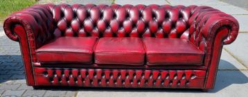 Chesterfield bank Engels antiek rood + BEZORGING GRATIS  beschikbaar voor biedingen