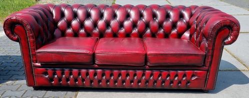 Chesterfield bank Engels antiek rood + BEZORGING GRATIS, Huis en Inrichting, Banken | Bankstellen, Zo goed als nieuw, Rechte bank