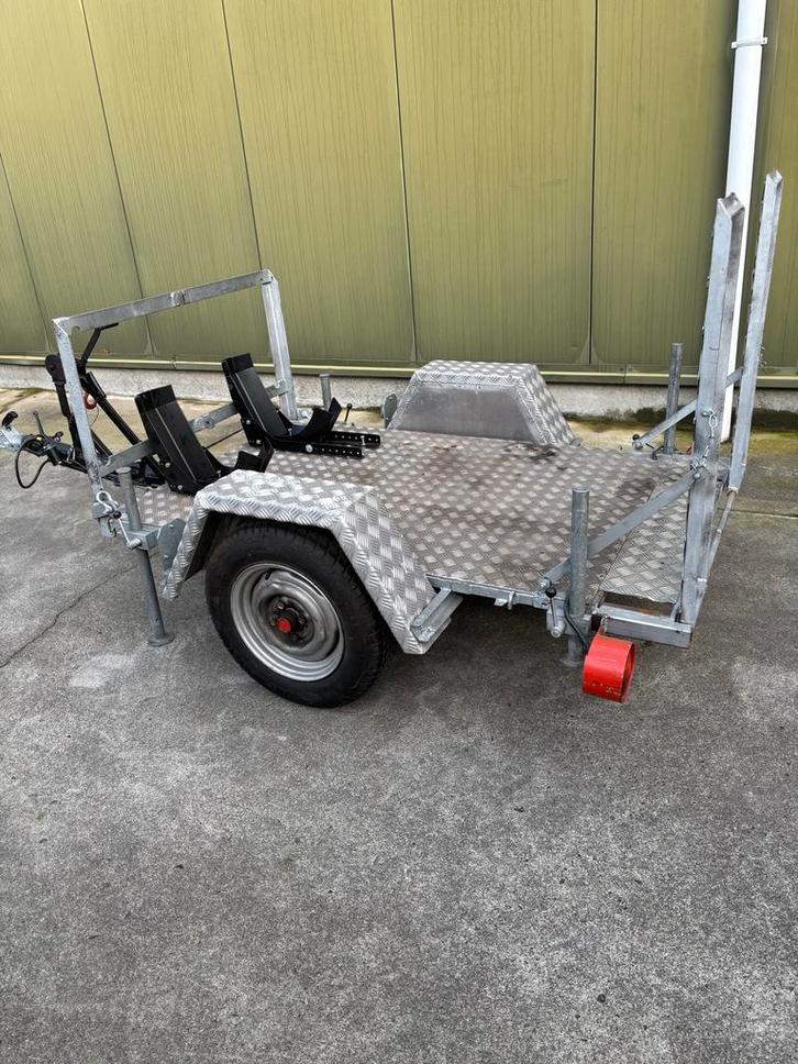 Oprij aanhanger met brommersteunen en handlier, Auto diversen, Aanhangers en Bagagewagens, Gebruikt, Ophalen