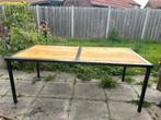 Handgemaakte Eet Tafel Staal/Hout 6-8 Persoons, Huis en Inrichting, Ophalen, Gebruikt, 100 tot 150 cm, Vijf personen of meer