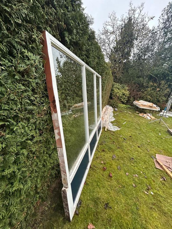 Hardhouten Terrasafscheiding met glas - prima Staat!, Doe-het-zelf en Verbouw, Glas en Ramen, Gebruikt, Overige typen, 160 cm of meer