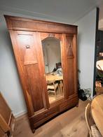 Antieke grenen kledingkast met spiegel, Antiek en Kunst, Antiek | Meubels | Kasten, Ophalen