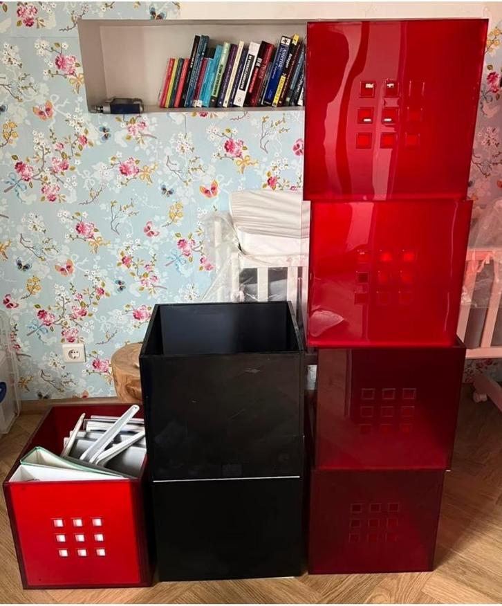 8x diverse kleuren Lekman bakken manden kallax Ikea ZGAN!, Huis en Inrichting, Woonaccessoires | Schalen en Manden, Zo goed als nieuw