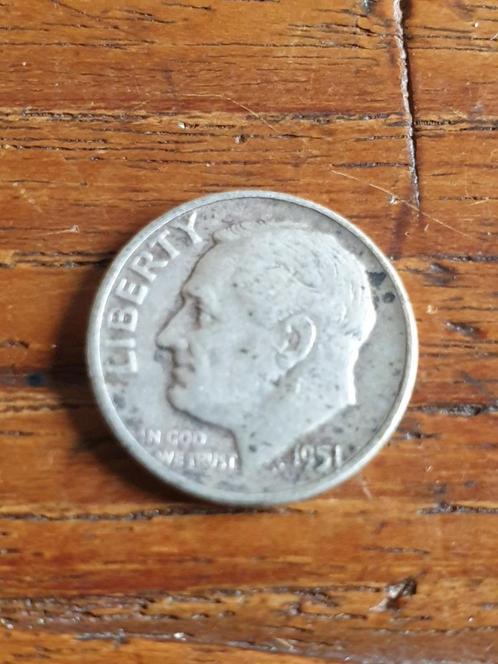 U.S.A, 1 dime 1951, zilver (1), Postzegels en Munten, Munten | Amerika, Noord-Amerika, Zilver, Ophalen of Verzenden