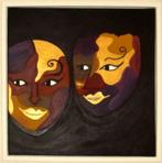 Modern kunstwerk met maskers, Antiek en Kunst, Ophalen of Verzenden