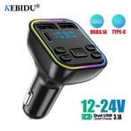 Bluetooth 5.0 FM Transmitter Car Charger Dual USB 3.1A TypeC, Auto diversen, Carkits, Ophalen, Nieuw